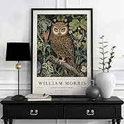 William Morris Poster Vintage Flower Owl Canvas Painting Modern Wall Art William Morris Print Living Room Home Decor Picture 40x60cmx1 Unframed