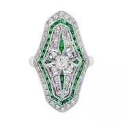 Art Deco Style Lab-Created Diamond Emerald Ring Best For Her 14K White Gold FN