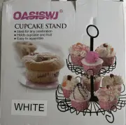 OasisWJ two tier white cupcake stand new in box
