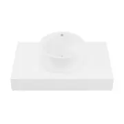 Swiss Madison Floating Bathroom Shelf 36 in with Vessel Sink in Glossy White