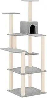 Becloh Cat Tree with Sisal-Covered Cat Scratching Posts & Pads & Cat Condo, Cat Tower for Indoor Cats, Pet Furniture (Light Grey, 47 x 47 x 153 cm)