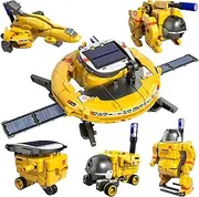 KukuFun STEM Projects for Kids Ages 8-12 12-16，6-in-1 Building Science STEM Kits for Boys Kids, Solar Robot Kit Space Toys (Yellow)