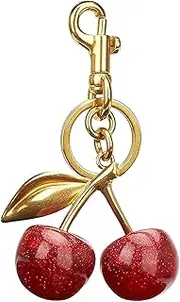[Grovigor] Sparkling Glitter Cherry Bag Charm with Key Ring & Clip – Adorable Cherry Accessories for Handbags, Purses, Backpacks, and More, Cherry Charm Keychains Cute Stuff