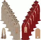 Burlap Wine Bags 12 Pcs Wine Bottle Gift Bags，Reusable Wine Gift Bags with Draws