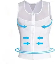 [WUJNANG] Mens Shapewear Compression Vests Men's Sexy Bodywear Body Suit Underwear Tops,White-Large