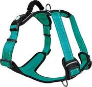 Huskimo Ultimate Dog Harness in Ningaloo - Medium, Green, Adjustable Straps, Dual Lead Attachment, Safety Buckle with Lock, Reflective Trim