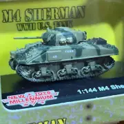 Vintage WWII Classic Armor U.S. Army M4 Sherman Tank 1:144 Scale w/Display Case