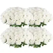 Artificial Roses in Bulk, Fake Silk Roses Realistic Roses for 100 White