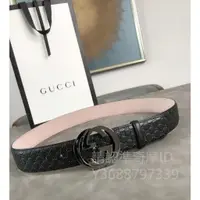 在飛比找蝦皮購物優惠-二手精品 GUCCI 男生印花真皮皮帶 有購證 黑色