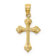 Lex & Lu 14k Yellow Gold Textured w/Arrow Ends Cross Charm