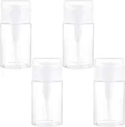 4 Pcs 120ml Push Down Pump Dispenser Empty Push Top Bottles Alcohol Acetone Pump Bottle for Nail Polish Makeup Remover Facial Toner