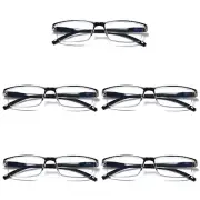 5 Pair Mens Rectangular Blue Light Blocking Reading Glasses Spring Hinge Readers