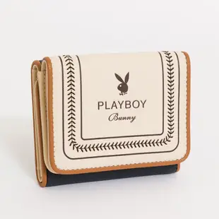 PLAYBOY - 三折式短夾 Viva系列 - 米白色