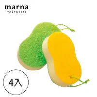 在飛比找博客來優惠-【日本Marna】日本製浴室專用水海綿垢菜瓜布(4入組)綠色