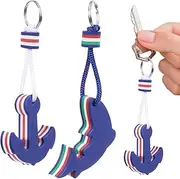 [Kisangel] EVA Floating Keychain Set, 2PCS Buoyant Dolphin and Anchor Key Rings for Kayaking, Canoeing, Boating, Waterproof Marine Safety Accessories with Rope