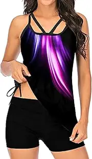 [Generic] Swimsuits Ladies Bathing Piece Tummy Two Women Swimsuit Shorts with Control Suit Top Swimwears Tankinis Setss Teal Bikini Swimsuit for Women