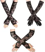 [Malaxlx] 3 Pairs Ladies Lace Gloves Elegant Women Lace Floral Gloves Courtesy Summer Gloves for Wedding Dinner Tea Party