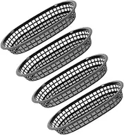 4 Pcs Fast Food Baskets Shaped Fry Basket for Serving Chicken Burgers Sandwiches and Fries and Easy to Clean Restaurant Supplies Black