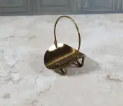 Dollhouse Fireplace Log Rack Holder with Handle Gold Metal 1:12 Scale Miniature
