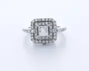 1.5CT Natural Diamond E/SI1 Princess Cut 14K Gold Four-Prong Vintage Accent Ring