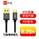 【電子超商】PX大通 UAC2-0.25B USB2.0(type A) to (type C)高速充電傳輸線 0.25米 ●鍍金接頭●接頭耐插拔1萬次