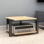MegLob AV Media Stand, Heavy Duty Audio Rack Tower, Freestanding Media Console Shelf, Media Console Stands, Gaming Entertainment Center Rack, Mobile Game Console Stand,Oak Color 2 Layer