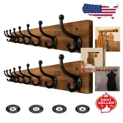 Versatile Rustic Coat Hooks Wall Mount, 8 Cast Iron Hooks for Home Organization