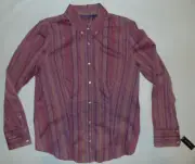 Bill Blass Jeans Womens Purple Pink Stripes Long Sleeve NWT Shirt Large NEW @@@