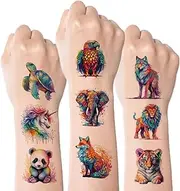 Kotkiddy Watercolour Animals Temporary Tattoos for Children - 60 Styles Temporary for Girls Boys Body Arm Shoulder Tattoos Stickers Birthday Party Decoration Item