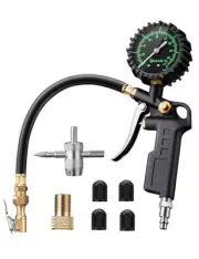 Tire Pressure Gauge with Inflator, 100 PSI-ANSI B40.1 Accurate, Large 2.5"