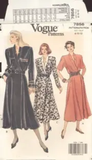 Vogue 7856 Sewing Pattern, Misses' Petite Dress, Size 8-10-12, Uncut