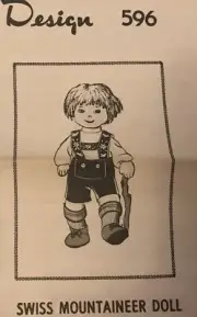 596 Vintage swiss mountaineer Cloth DOLL Pattern to SEW (Reproduction)