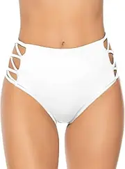 [CHANGEZOE] High Waisted Bikini Bottoms for Women Tummy Control Retro Black Cheeky Bathing Suit Bottoms