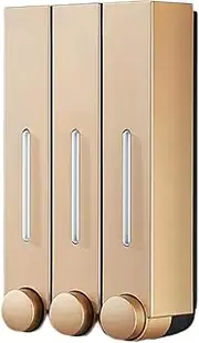 Wall Mounted Soap Dispenser with Three Heads, Wall Mount Shower Liquid Soap Dispenser Soap Dispenser Wall Mounted for Hotel Bathroom(Gold)