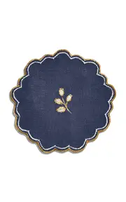 [Tiffany & Co.] Set-of-Four Valse Bleue Embroidered Linen Coasters