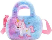 [TPZORJX] Unicorn Plush Shoulder Bag Girls Fashion Unicorn Embroidered Messenger Bag Handbags with Adjustable Shoulder Strap Messenger Bag Toy for Children