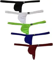 [Golirsteca] Men's Low Waist Cotton Solid Color T-Back Thongs Underwear Bulge Pouch G-String Thongs Underpanties