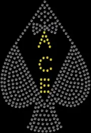 Rhinestone Bling Sparkle Iron On Transfer DIY Poker Casino Ace Spades Crystal