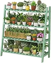 4-Tier Bamboo Plant Stand, 43'' Ladder Shelf Corner Plants Organizer Rack, Floor Standing Flower Pot Rack Display Shelf, Indoor Outdoor Flower Holder Planter for Living Room Patio Balcony