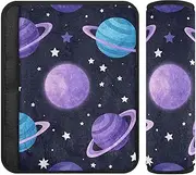 Cartoon Space Planet Colorful 2 pcs car seat Shoulder Strap Pads, Stop seat Belt Cutting into Neck, carseat Belt Covers for Airplane Auto Van 10x7.7 in funda para cinturón de