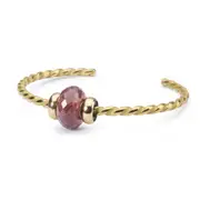 Twisted Gold Bangle with Strawberry Quartz