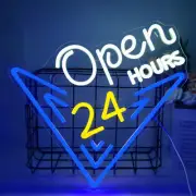 Open 24 Hours Neon Sign, Led Sign, Bar Neon Light Sign, Open 24 Hours Sign 24h