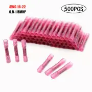 500x Heat Shrink Butt Wire Splice Connectors Waterproof Crimp Terminal 22-16 AWG