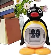 Lueear Penguin Calendar Perpetual | Animal Doll,Pressing Perpetual Calendar Ornament Retro for Birthday Living Room Home Friends Decorative Art Piece
