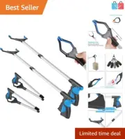 Ergonomic 32-Inch Adjustable Reach Tool - Foldable Grabber for Litter Pickup