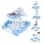 Costway 6 in 1 Walker & Rocker Adjustable Push Walker Ride on Car Activity Center w/Music Tray Blue