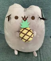Pusheen The Cat - Holding Pineapple 2021 Plush Soft Toy Grey Kitty NWTs 33cm