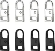 Urmspst Zipper Pull Replacement (Upgraded), 8 Pcs B 8PCS Black/Silver