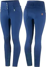 [HORZE] Women's Tara High Waist Silicone Knee Patch Horse Riding Breeches - Grey Ridge Purple - 26