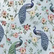 Floral Peacock Light Blue 100% Cotton Fabric by The Yard
